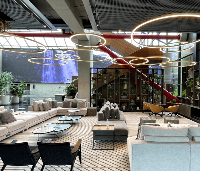 circular design suspension light