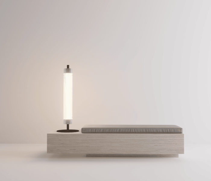 Luminaria de diseño de pie Glass, diseñada por Josep Lluís Xuclà para Insòlit, destaca por su luz envolvente y presencia imponente. Fabricada con tubo de cristal estriado que crea una iluminación difusa de cristal y un efecto luminoso flotante, esta lámpara de pie aporta elegancia y sofisticación a cualquier espacio. El cuerpo está hecho en tubo de acero resistente y cuenta con un LED en PCB diseñado por Insòlit, que ofrece una iluminación de calidad y eficiente. La luminaria Glass es regulable en altura mediante dos cables de acero inoxidable y tiene un florón independiente para instalación en superficie, siendo totalmente personalizable para proyectos de iluminación de diseño, iluminación personalizada, iluminación de lujo, iluminación a medida, lighting design y lámpara de pie. Ideal para ambientes residenciales, iluminación de cocina y locales comerciales que buscan una lámpara de pie de diseño exclusivo y alta gama, Glass representa la excelencia en iluminación de suspensión, lamparas de diseño, luxury lighting y productos premium de Insòlit, convirtiéndose en el punto focal que eleva la estética y funcionalidad del espacio. Glass floor lamp, designed by Josep Lluís Xuclà for Insòlit, stands out for its immersive light and striking presence. Made with ribbed glass tubing that creates diffuse crystal lighting and a floating luminous effect, this floor lamp adds elegance and sophistication to any space. The body is crafted from durable steel tubing and features an LED PCB designed by Insòlit, providing high-quality, efficient lighting. The Glass lamp is height-adjustable with two stainless steel cables and includes an independent canopy for surface installation, making it fully customizable for lighting design, personalized lighting, luxury lighting, bespoke lighting, suspension lighting, and floor lamp projects. Perfect for residential settings, kitchen lighting, and commercial spaces seeking an exclusive, high-end floor lamp, Glass exemplifies excellence in designer lamps, luxury lighting, suspension lighting, and premium Insòlit products, becoming the focal point that enhances space aesthetics and functionality. Glass tamble, table lamp, lámpara de mesa.